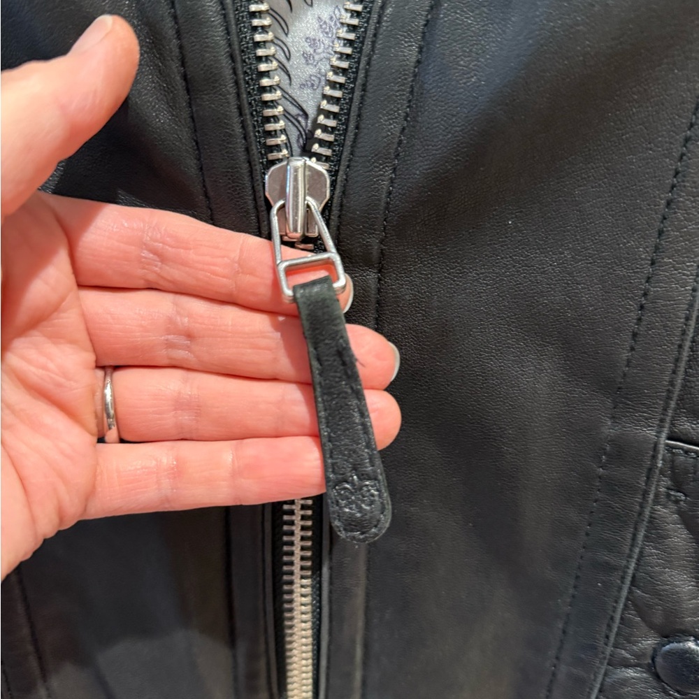 MACKAGE Black Leather Moto Jacket with Quilted Details - Picture 10 of 10